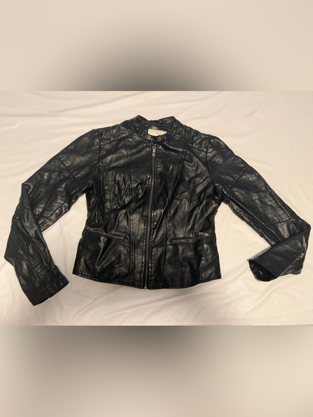 Xhilaration Black Faux Leather Zip-Front Moto Jacket